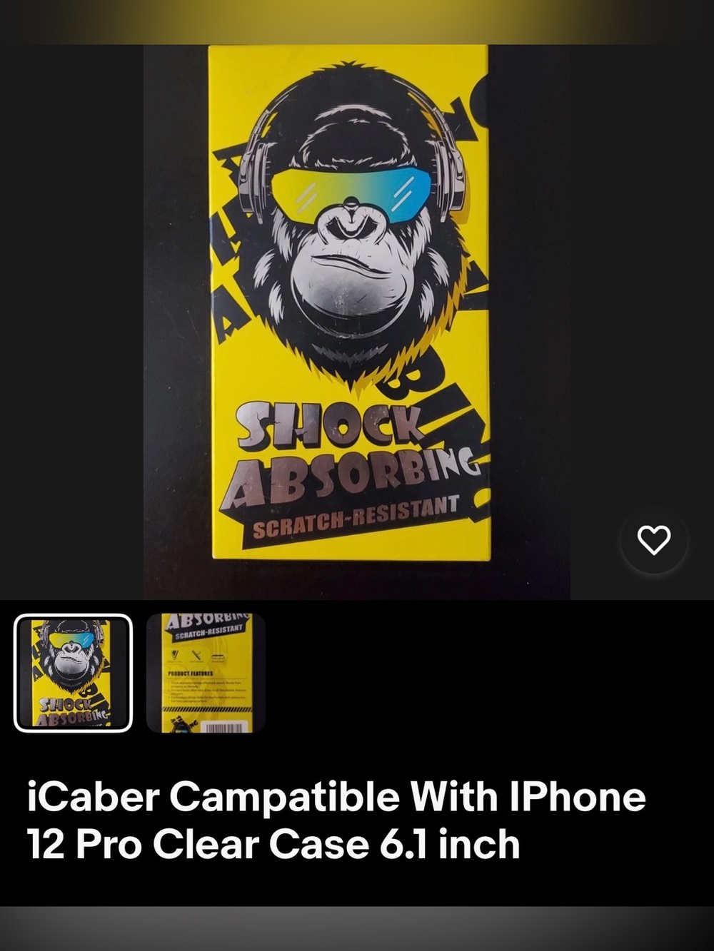 Clear Shock-Absorbing iPhone 12 Pro Case with Yellow Gorilla Graphic